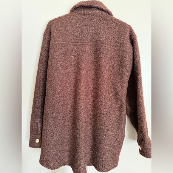 Express Dark Brown Teddy Jacket with Gold Buttons - Picture 10 of 11